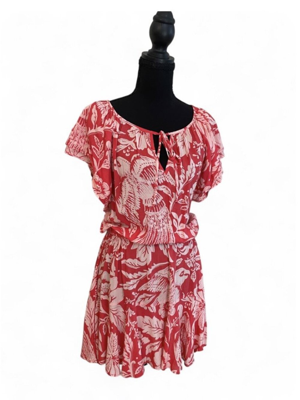 NWOT Elan Dress Mini Drop Waist Summer Girly Ruffle Tropical Vacation Resort, M
